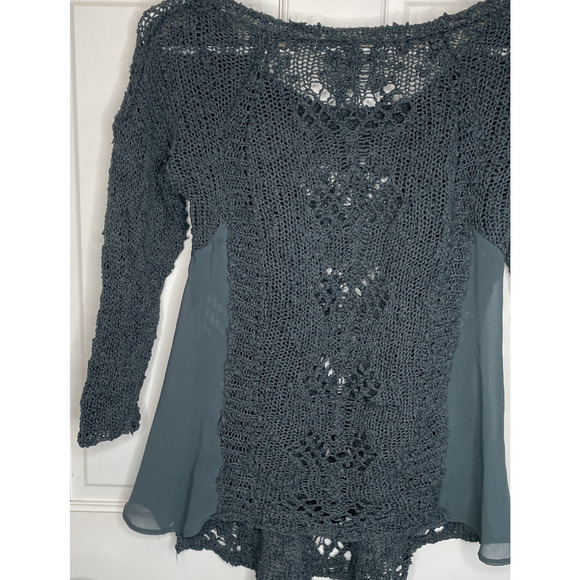 Anthropologie Knitted & Knotted Women's Open Knit Sweater Sz S/M Boho Fisherman - Picture 7 of 16